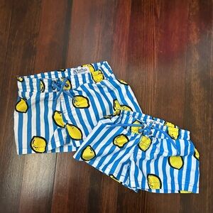 2t and 3t Striped Lemon Print swim trunks